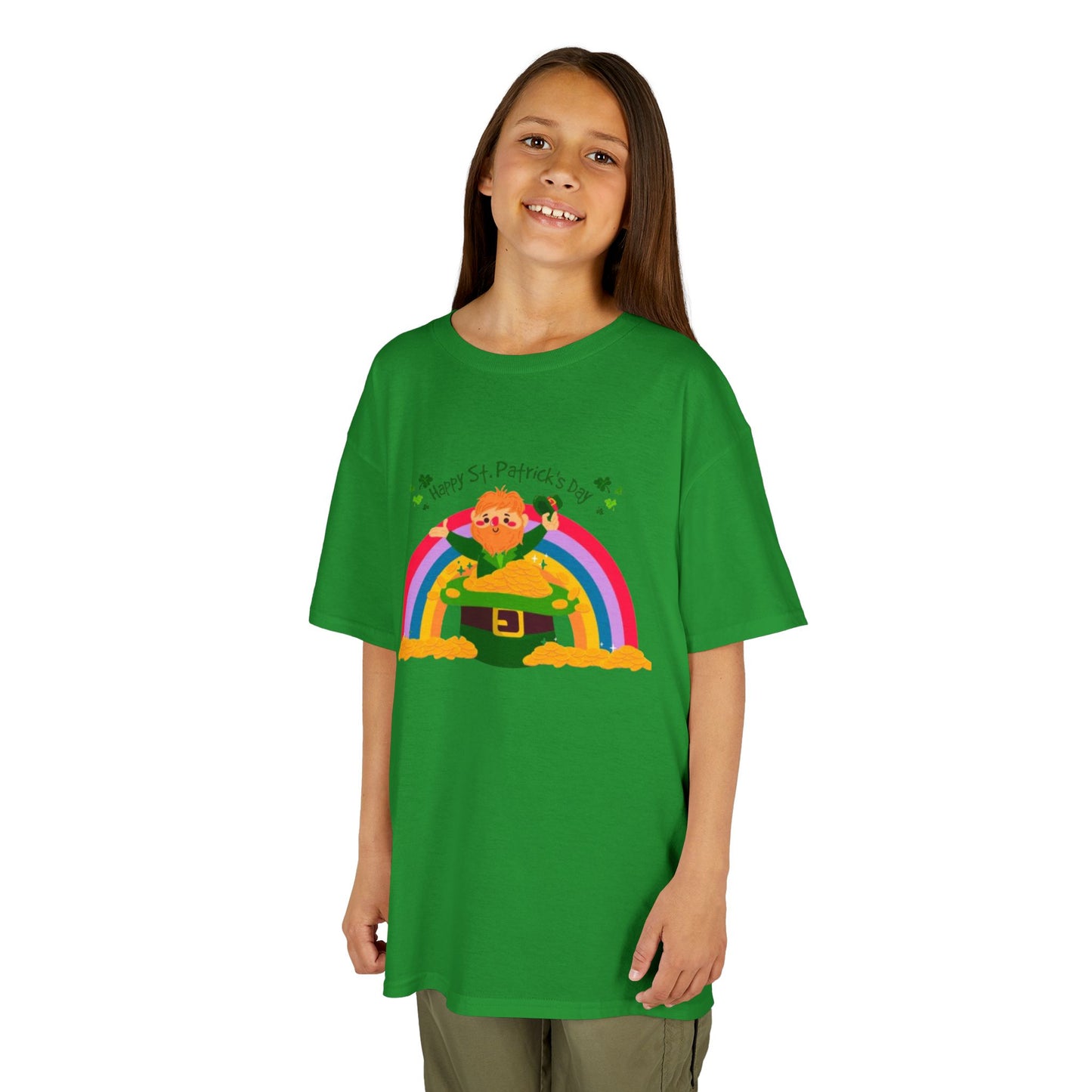 Kids St. Patrick's Day Tee - Happy Leprechaun Rainbow