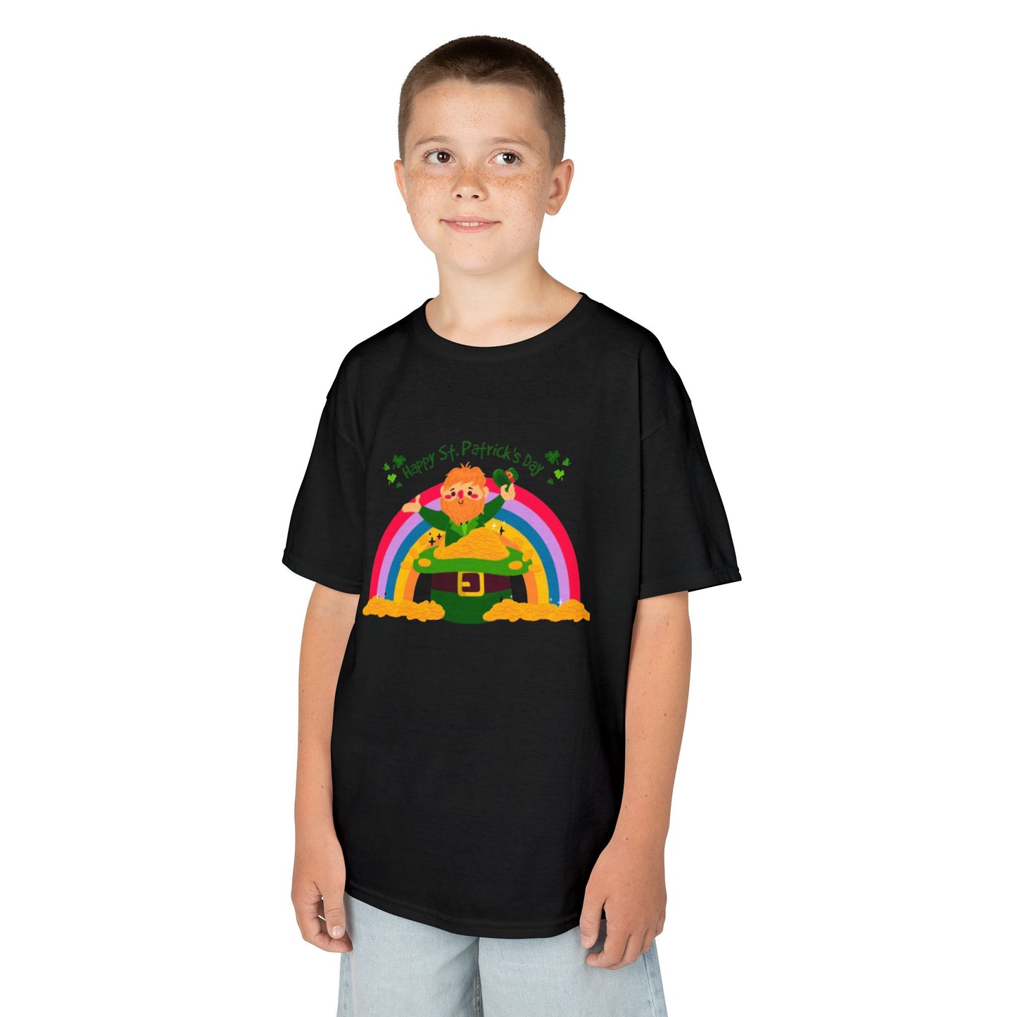 Kids St. Patrick's Day Tee - Happy Leprechaun Rainbow