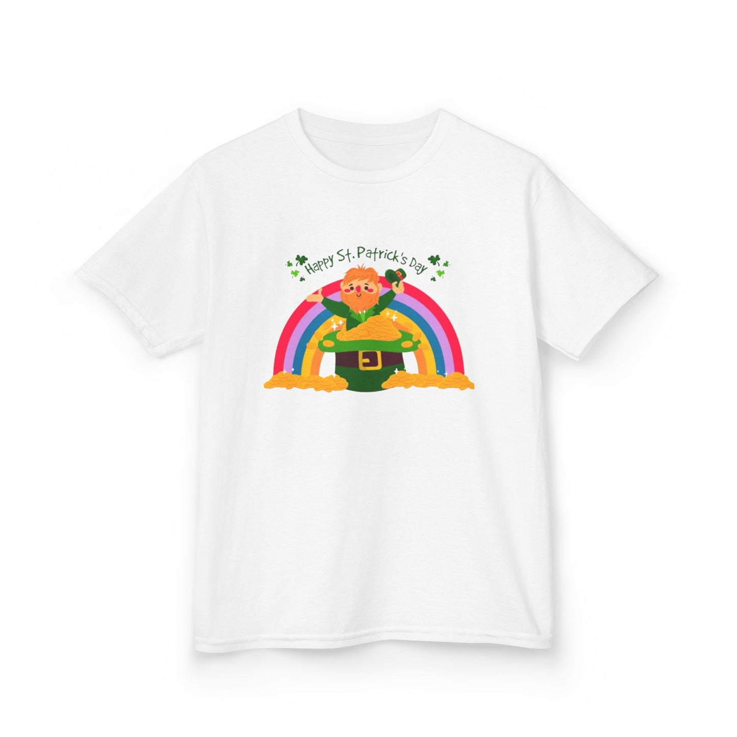 Kids St. Patrick's Day Tee - Happy Leprechaun Rainbow