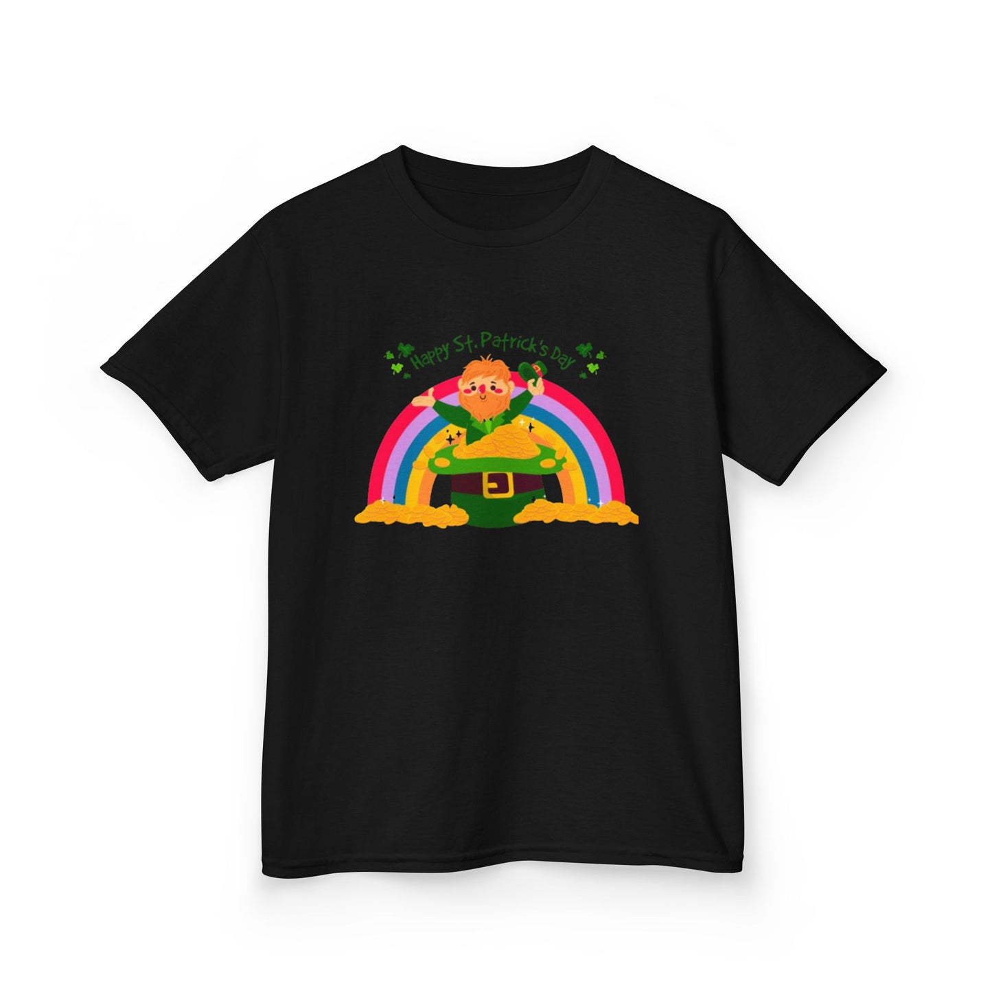 Kids St. Patrick's Day Tee - Happy Leprechaun Rainbow