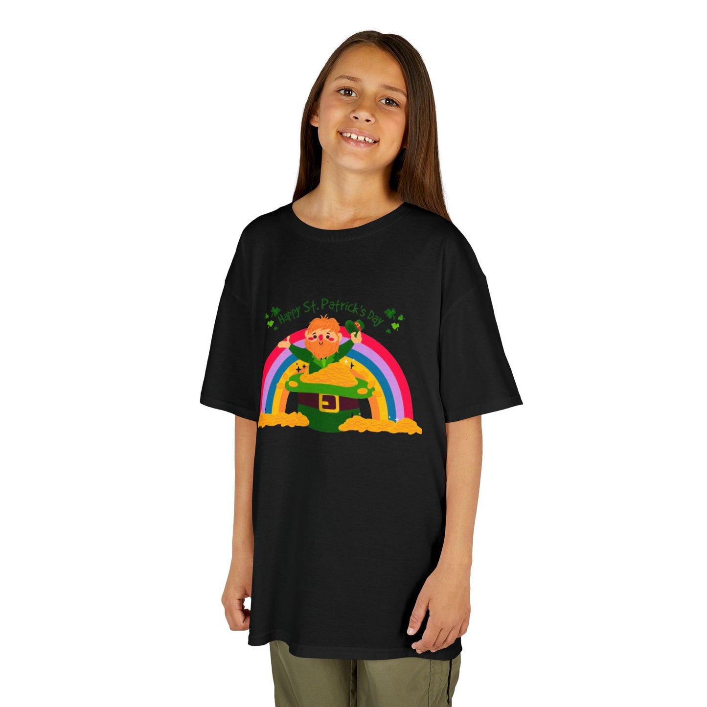 Kids St. Patrick's Day Tee - Happy Leprechaun Rainbow