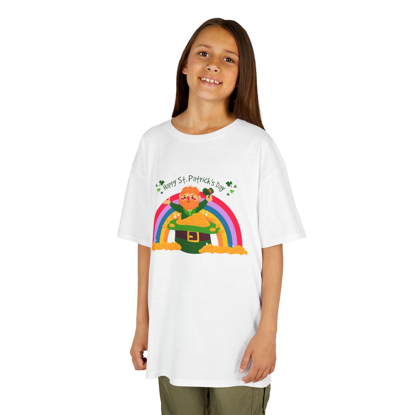 Kids St. Patrick's Day Tee - Happy Leprechaun Rainbow