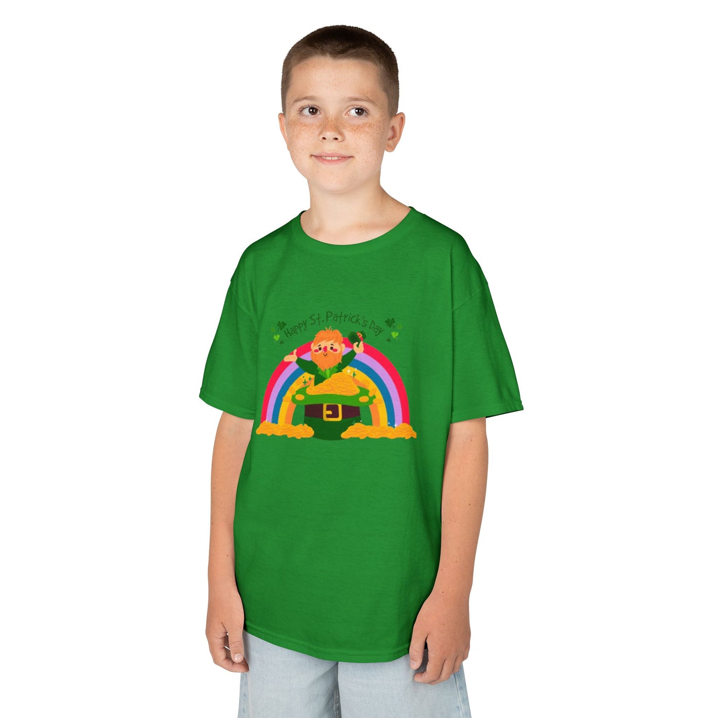 Kids St. Patrick's Day Tee - Happy Leprechaun Rainbow